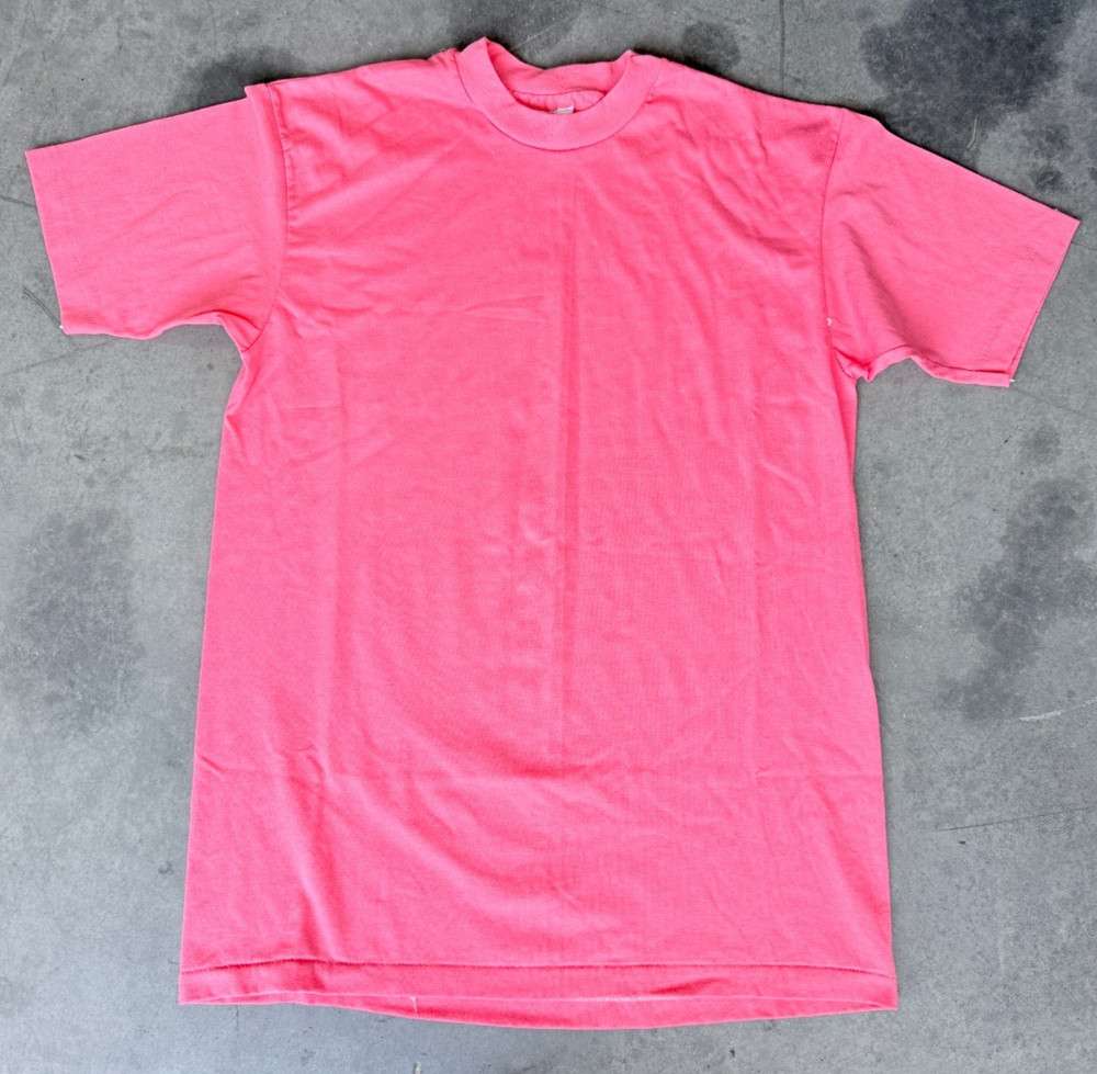 VTG Mens Sz Large HANES Heavyweight 50/50 Salmon T Shirt Short Sleeve Single Sti