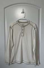 Tommy Bahama Men’s White Jeans Island Modern Fit Henley Long Sleeve Tee S