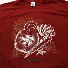 Vintage 80s 90s Myrtle Beach Tourist Tee Seashells size XL Red T Shirt USA Made