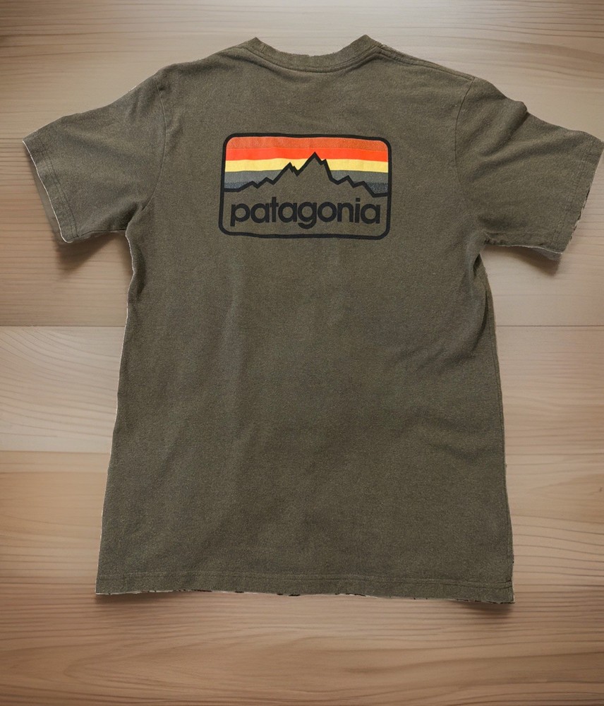 Patagonia Worn Wear T-shirt Men’s M Green Large Logo Recycled Cotton Blend Green
