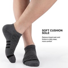 12 Pairs Mens Cushion Ankle Socks, Athletic Running, Low Cut, Breathable