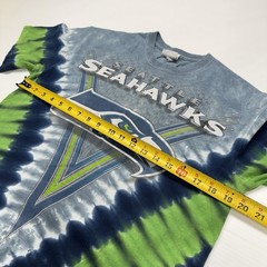 Majestic NFL Seattle Seahawks Mens T-Shirt M Blue Green Tie Dye Football Graphic