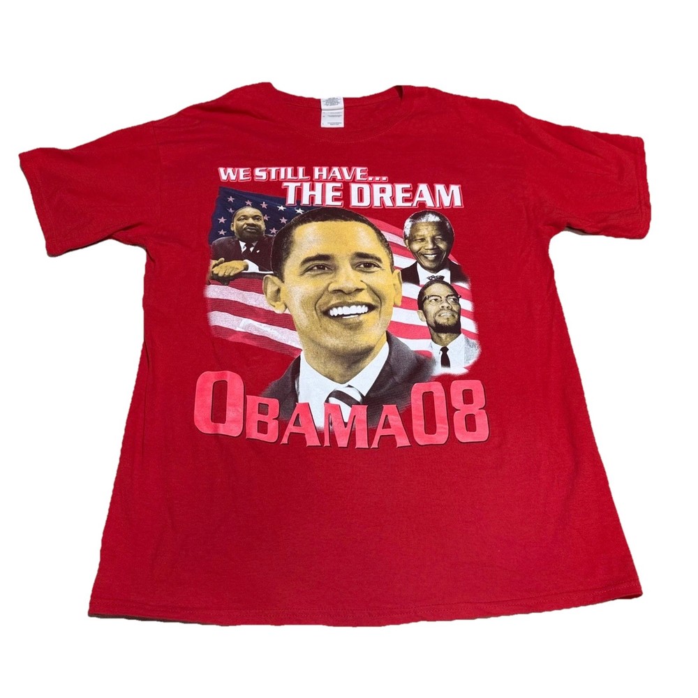 Gildan Obama 08 We Still Have The Dream Graphic TShirt Mens Large MLK Mandela