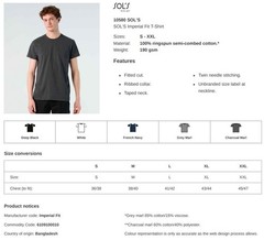 SOLs Mens Imperial Plain Cotton T-Shirt Tee
