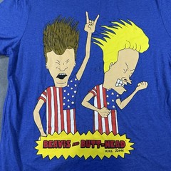 Beavis & Butt-Head MTV Flag Graphic T Shirt Blue Mad Engine Men M 90s