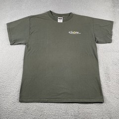 Vtg Tultex Olive Green XL Shirt Live2Play.com Skier Back Graphic Mountain Y2K