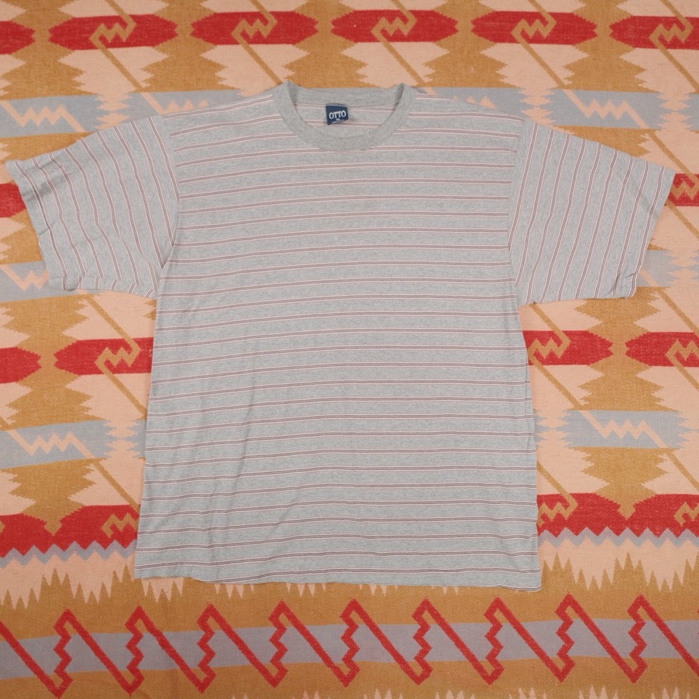 Vintage Otto Men’s XL Gray Single Stitch 90s Grunge Skate T-Shirt Blank Stripe
