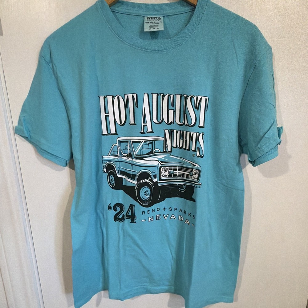 Hot August Nights 2024 Reno Men’s T-shirt Medium Blue Port & Company