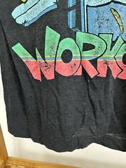 VTG 80s Chairobics Workout Couch Potato SSI Paper Thin Faded Burnout T-Shirt L