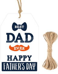 Father’S Day Tags, 50PCS Happy Father’S Day Gift Tags, Best Dad Ever Tag, White