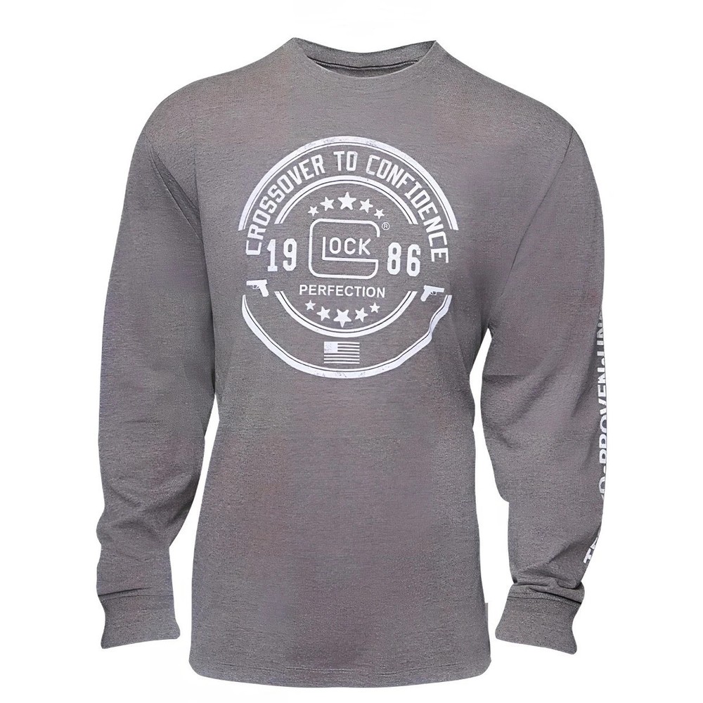 Glock Crossover Long Sleeve T-Shirt Heather Gray AP9S79 Size S-3XL