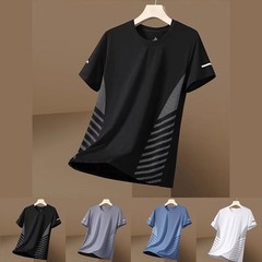 Mens Ice Silk T Shirt with Short Sleeves Ideal for Sports and Casual Wear