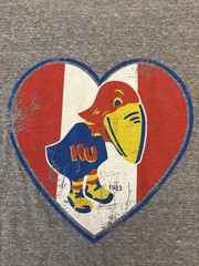 Kansas Jayhawks Vintage Charlie Hustle T-Shirt Mens 3XL Made in USA Rayon Heart