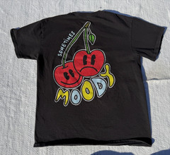 Alab Tee Shirt SOMETIMES MOODY Cherry Print Black Crew Neck Medium Y2K Men’s