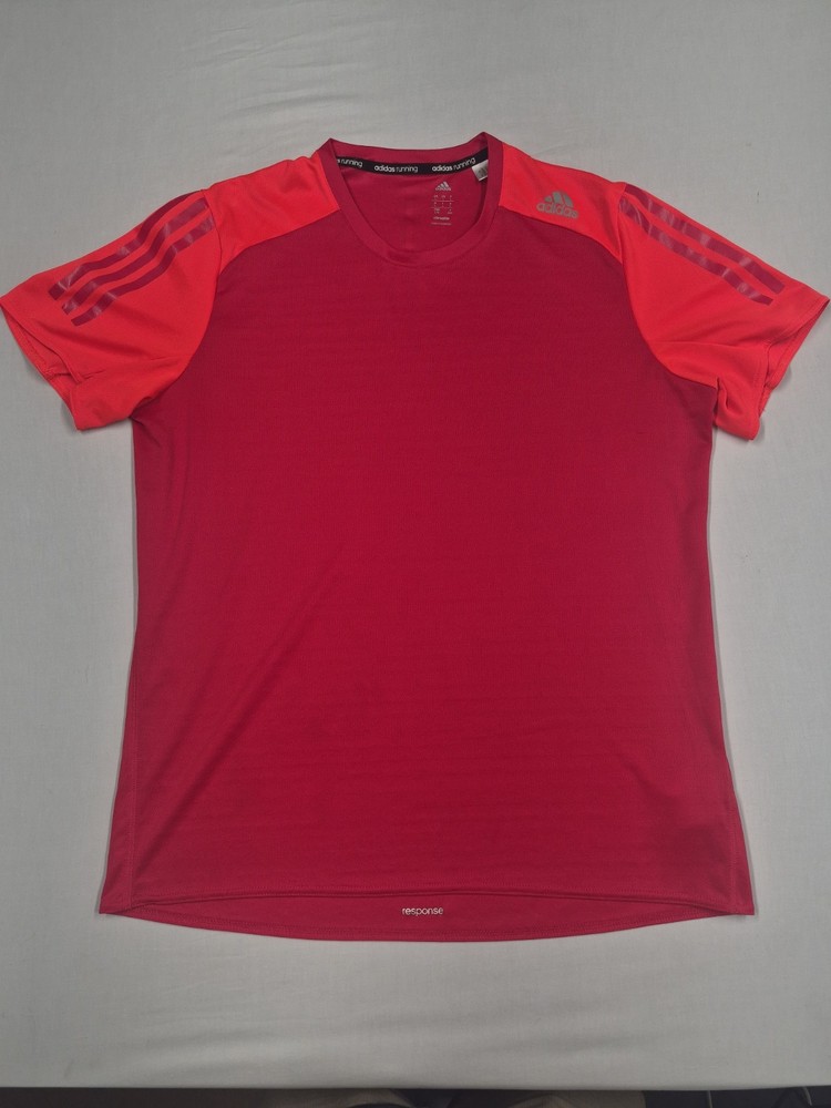 Adidas Response Climalite Running Shirt Mens Large Red/Orange Athletic Tee Gym