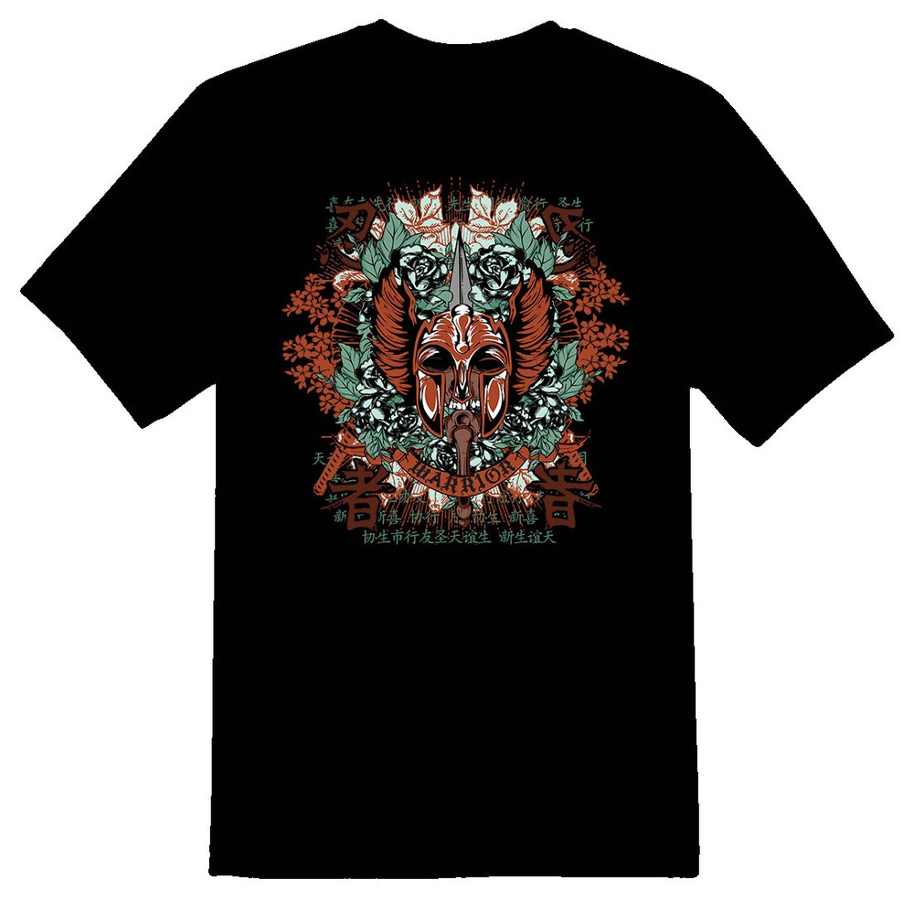 Warrior skull black or white tee shirt