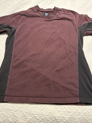 KUHL Shirt Mens Large Burgundy Red Gray Long Sleeve Organic Cotton Crewneck Tee