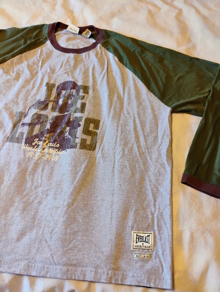 Joe Lewis Brown Bomber Shirt 2XL Everlast Long Sleeve raglan