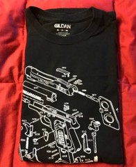 Men’s T Shirt-2XL-Black -novelty-Gun- Screen Print graphic tee -plain back-