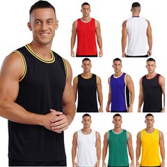 Mens Jersey Breathable Top Outdoor Vest Athletic Tank Round Neck T-shirt Gym