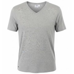 Lacoste Mens XXL Grey V-Neck Supima Cotton Underwear T-Shirt Logo Patch (O7)