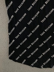 True Religion Shirt Women’s XL Black Sleeveless Round Neck All Over Logo Print