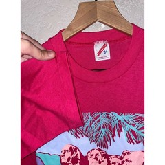 Vintage Mount Rushmore Shirt Flower State Graphic Pink 1989 Tee 80s 1980s VTG M