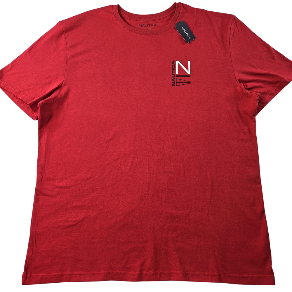 Nautica Shirt Mens 3XL Red NS83 Sailing Graphic Crewneck Cotton Jersey Tagless