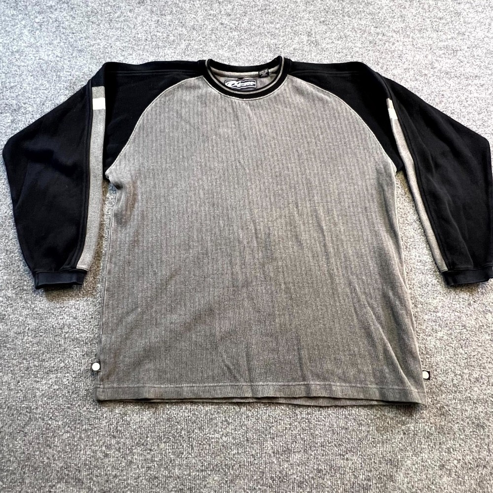 VTG Point Zero Shirt Mens Large Gray Cotton Ribbed Knit Long Sleeve Streetwear