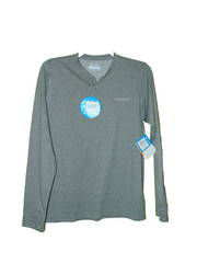 Columbia Wildberry Henley Shirt Men’s Small NWT Omni-Wick UPF 15 Gray LS