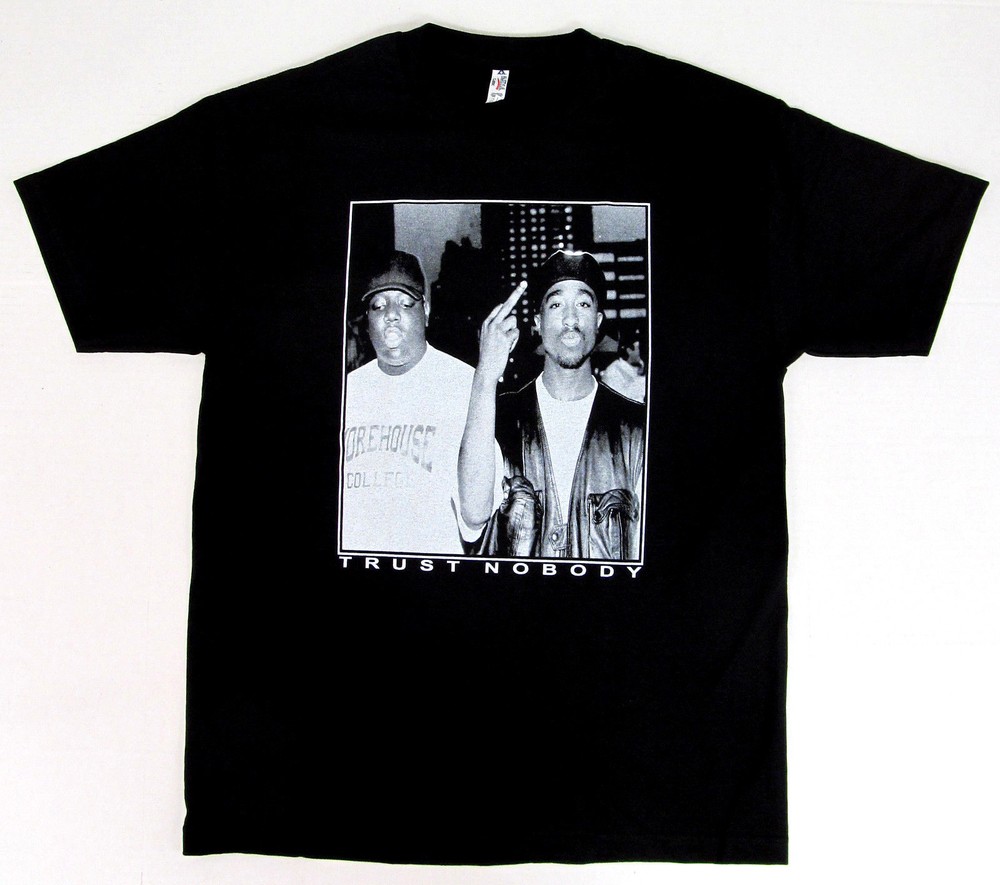 TUPAC BIGGIE TRUST NOBODY T-shirt NOTORIOUS B.I.G 2PAC Tee Adult S-3XL Black New