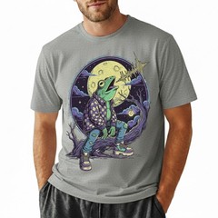 Funny Frog Flannel Howling Moon Spooky Tree Retro Graphic Tee Gift Men