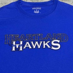 Champion Heartland Hawks Graphic T-Shirt Blue Size Large