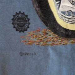 VTG 96 Harley Davidson T Shirt Large Eagle Flag USA Single Stitch Divine Biker