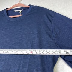 COOFANDY Mens XL Blue Slub Knit Crew Neck Short Sleeve T-Shirt Curved Hem Casual