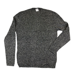 ZARA Crewneck Jersey Knit Sweater Shirt Black/White Mens Medium Long Sleeve