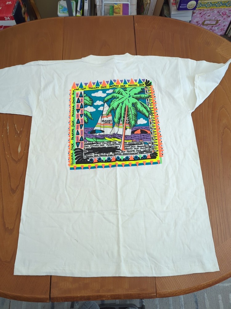 SALE! NWOT PANAMA JACK T-SHIRT Spring Break Beach Vacation Neon Palm Tree Boat