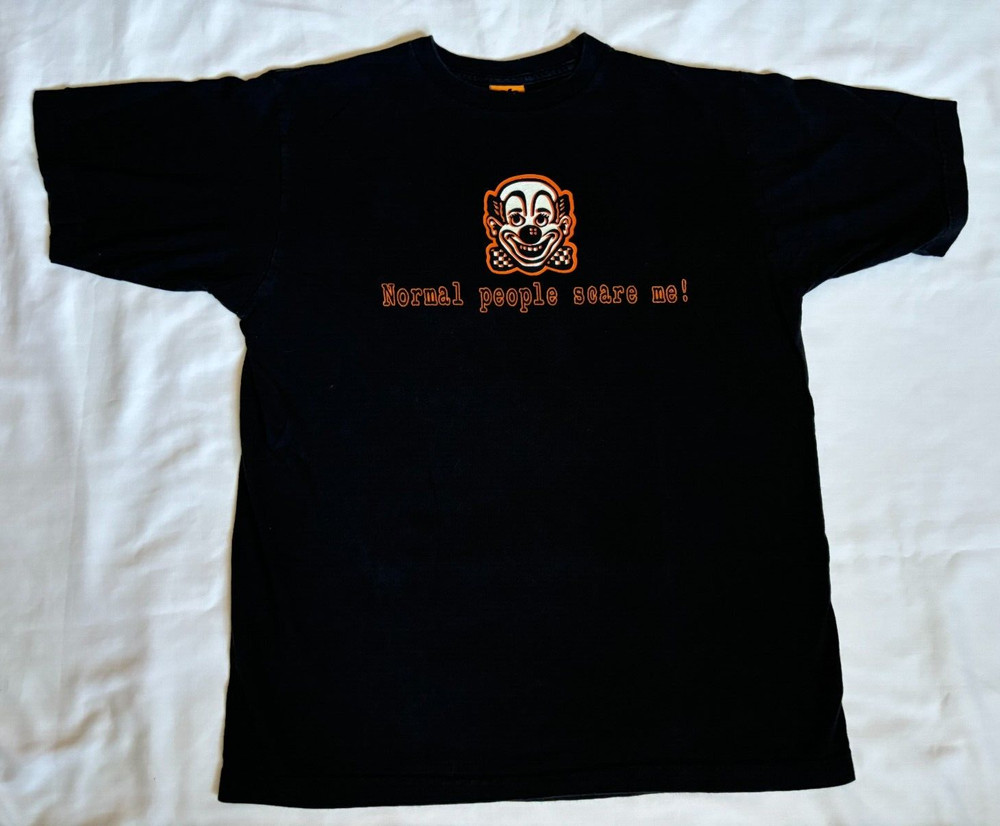Vintage Normal People Scare Me Shirt Black Medium Clown Funny Skate Grunge Punk