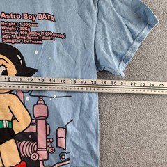 Astro Boy Kanji Graphic Print Tee Men’s S Light Blue Multi Crewneck Short Sleeve