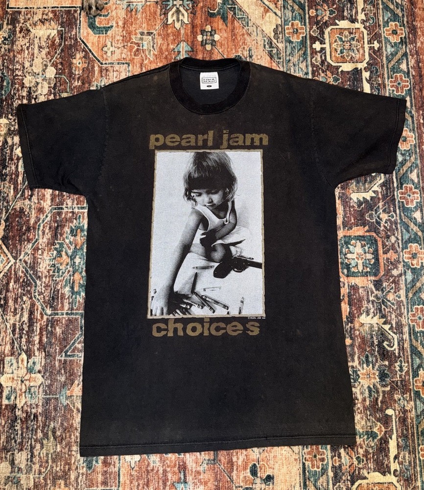 Pearl Jam 1992 Vintage Choices T-Shirt Kids Prefer Crayons, Large