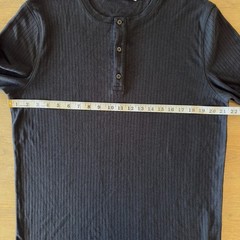 VINCE Men’s Long-Sleeve Ribbed Knit Henley Top-Black-Crewneck Casual Basic-Sz XL