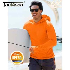 UPF 50+ Hooded T-Shirts Mens Quick Dry UV Block Lightweight Fishing Shirts Tops