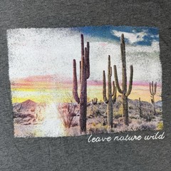 Mighty Fine Shirt Mens XL Gray Leave Nature Wild Desert Cactus Graphic Tee
