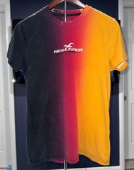 Y2K Hollister Ombre Gradient Tee Black Pink Orange Fade Graphic Shirt Men’sM