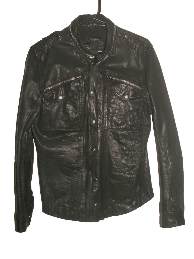Men’s All Saints POSTNOON LEATHER SHIRT jacket overshirt L (ref81) £129.99!!!!!