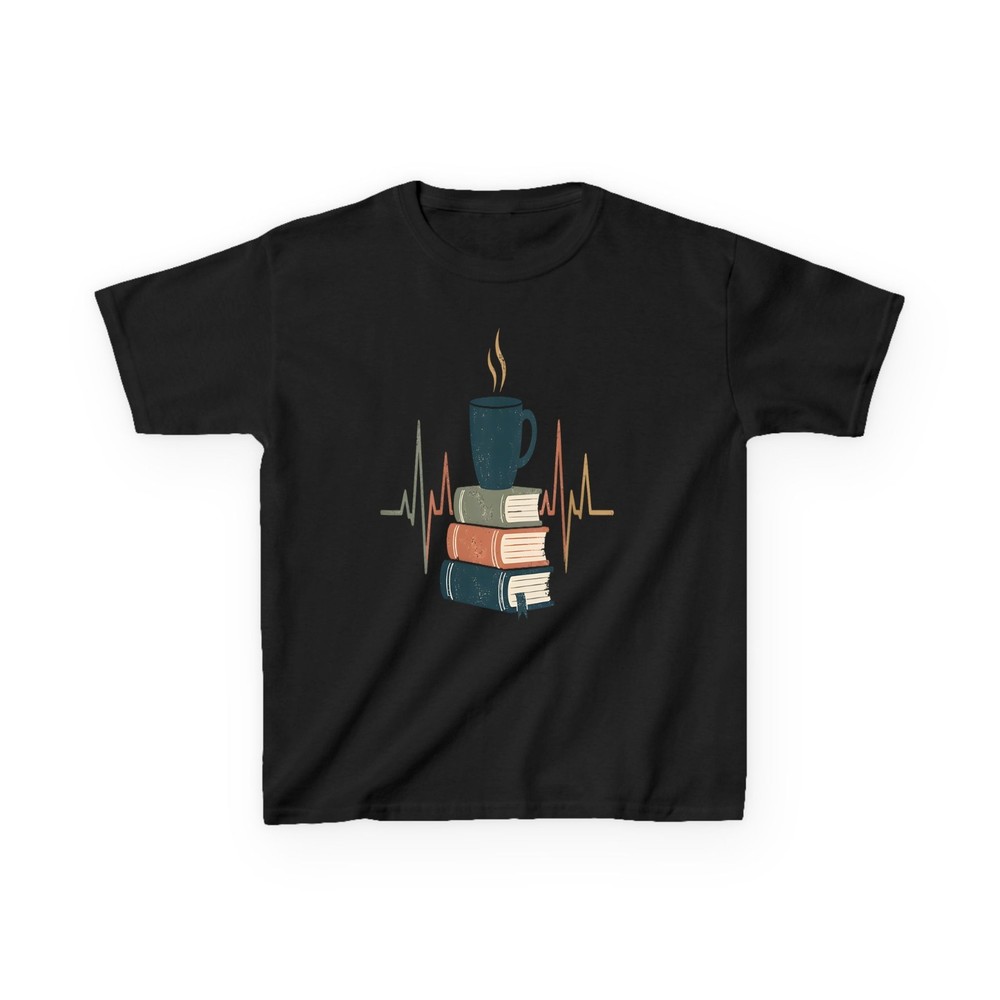 Retro Book Lover Coffee Reading Heartbeat Teacher T-Shirt