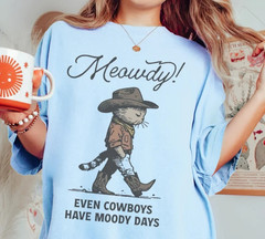 Funny Cowboy Cat Shirt Retro Rodeo Tshirt Cute Cowgirl Western Graphic Tee