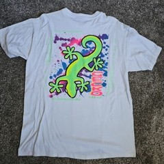 Gecko Hawaii Neon Color Size Large Single Stitch White Destination Short Sleeve