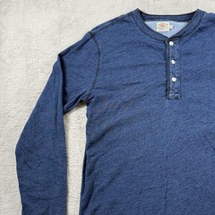 Faherty Brand Shirt Mens M Indigo Blue Long Sleeve Henley Tee Casual Preppy
