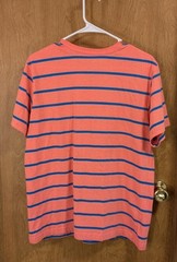 Ocean Pacific T-Shirt V Neck Men Size Large Coral Orange Striped Short Sleeve